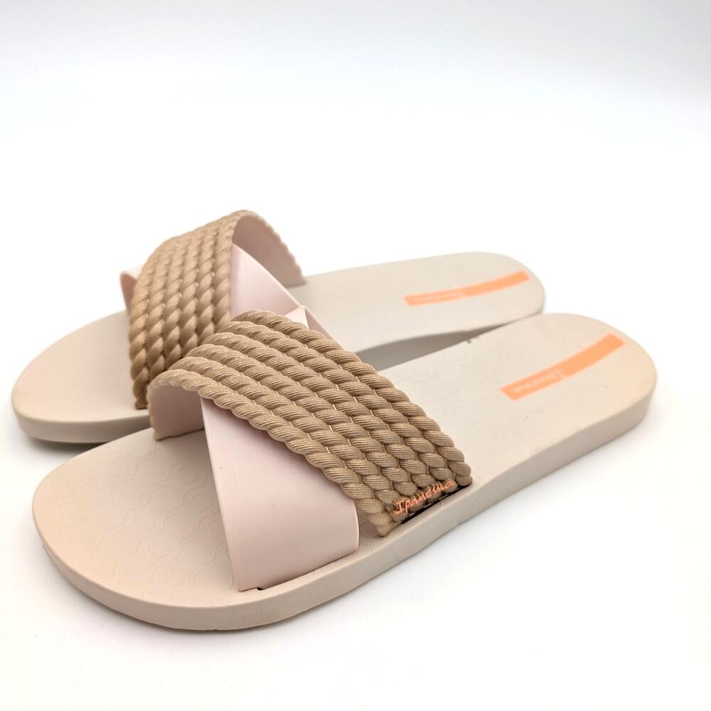 Ipanema Street II Crisscross Strap Slide Sandal Women's Beige Size US9 EU40